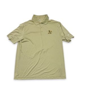 Nike Dri fit golf tour performance Oakland Athletics striped polo shirt